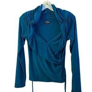 Women’s Express Blue Wrap Top - Size M - MINT CONDITION!